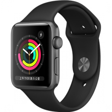 apple watchS3 38公釐太空灰色鋁金屬錶殼搭配黑色運動型錶帶